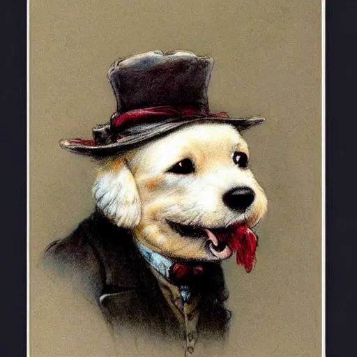 Prompt: ( ( ( ( ( dog with a hat eating ice cream!!!. muted colors. ) ) ) ) ) by jean - baptiste monge!!!!!!!!!!!!!!!!!!!!!!!!!!!