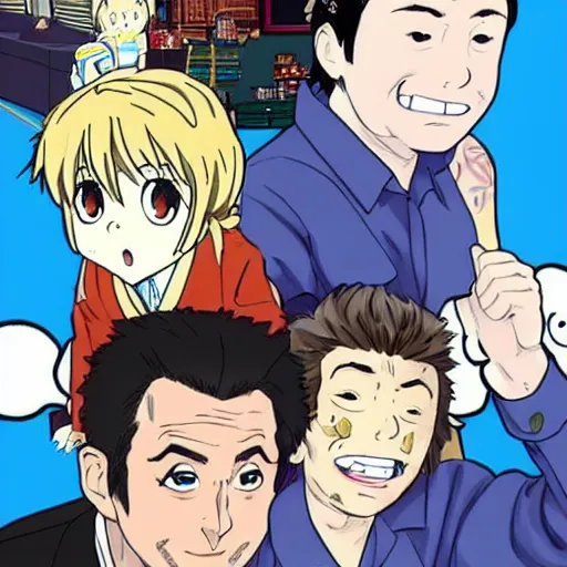 Image similar to always sunny in philadelphia in the style of japanese anime