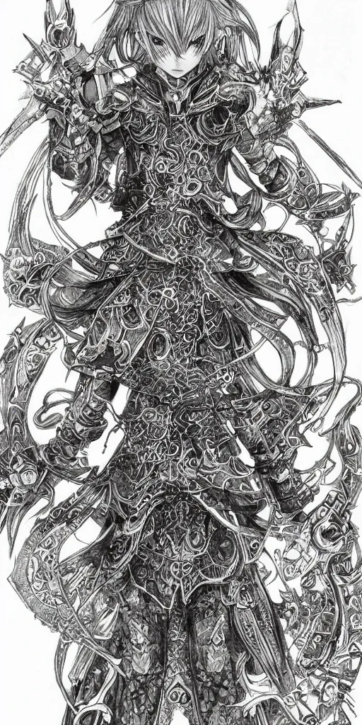 Image similar to a mage from final fantasy 14 drawn by Yoshitaka Amano, intricate, amazing line work, cosmic, psychedelic, cheerful,