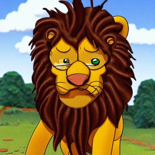 Prompt: a realistic photo of a lion in the series the simpsons