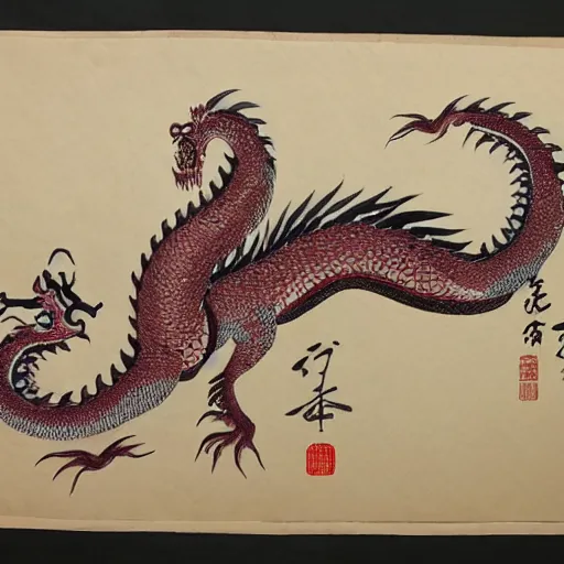Image similar to oriental eastern dragon in a traditional chinese art style, detailed