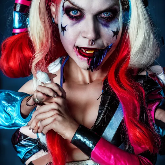 Image similar to portrait of Baby Spice as a harley quinn in Suicide Squad. intricate artwork, wlop, beeple. octane render, trending on artstation, greg rutkowski very coherent symmetrical artwork. cinematic, hyper realism, high detail, octane render, 8k