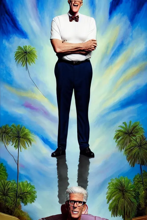 Image similar to a painting of ted danson in the good place, art by robin eley