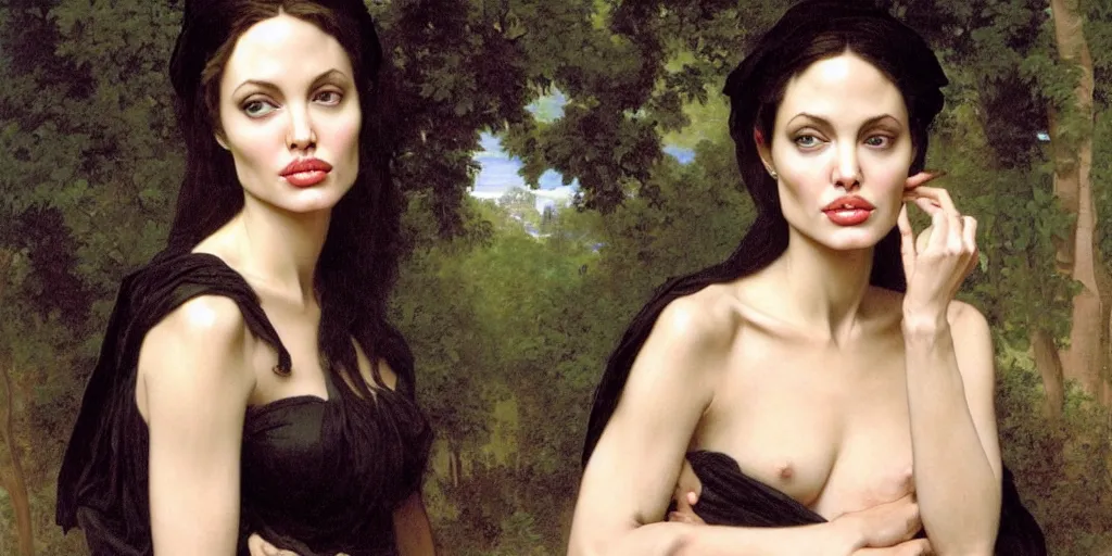 Prompt: angelina jolie painted by Bouguereau and Ingres