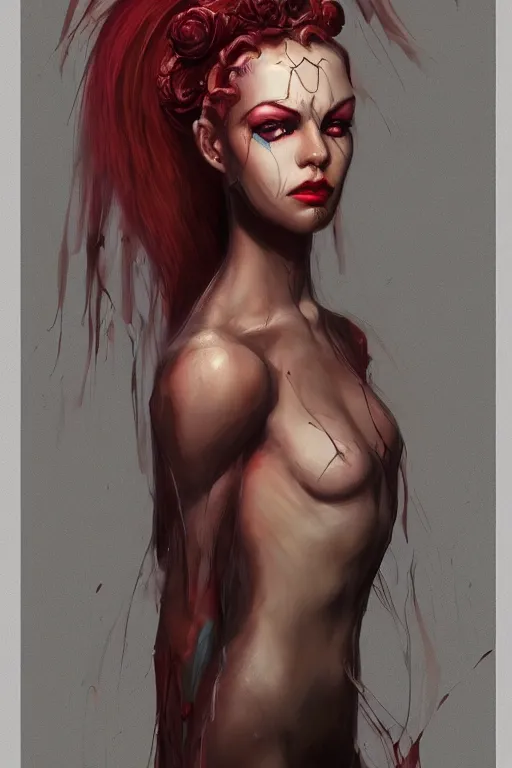 Image similar to djinn man demon, fashion photography, full body character concept art, costume design, illustration, symmetrical face and body, single face, cinematic color grading, editorial photo, fashion, hyperrealism, trending on artstation, Charlie Bowater, WLOP