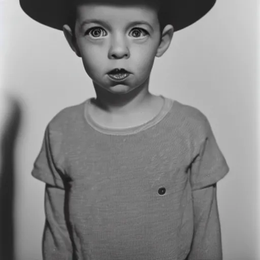 Prompt: photo of Alfalfa from Little Rascals, by Diane Arbus, black and white, high contrast, Rolleiflex, 55mm f/4 lens