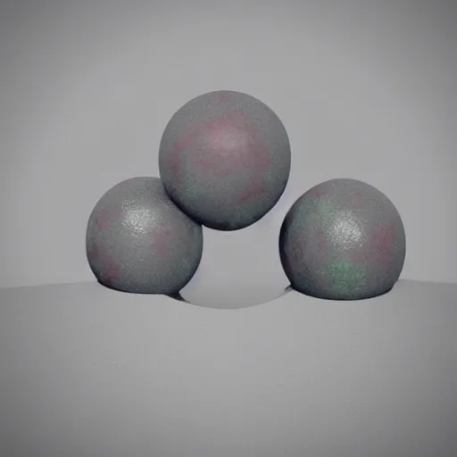 Prompt: abstract drawing of 3 orbs slotting into the holes in a heart, mild glow, paper mache, artstation, 8 k octane render