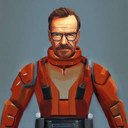 Prompt: bryan cranston as Gordon freeman, painting, full body