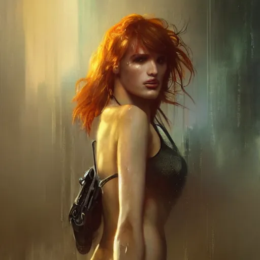 Prompt: bella thorne, hyperrealistic portrait, bladerunner street, art of elysium by frank frazetta and jeremy mann and alphonse mucha, fantasy art, photo realistic, dynamic lighting, artstation, poster, volumetric lighting, very detailed face, 4 k, award winning