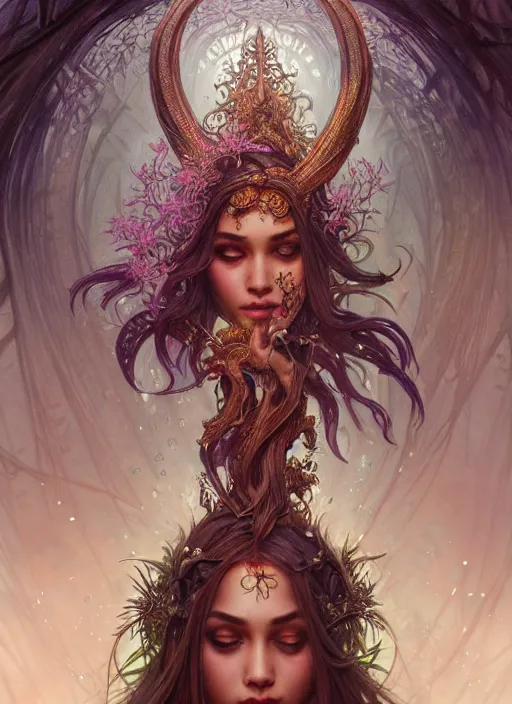 Image similar to kuntilanak on tree, d & d, wet, shiny, fantasy, intricate, elegant, higly detailed, dramatically art, ultra definition, digital painting, artstation, concept art, smooth, sharp focus, illustration, art by artgerm and greg rutkowski and alphonse mucha and garis edelweiss and alex flores