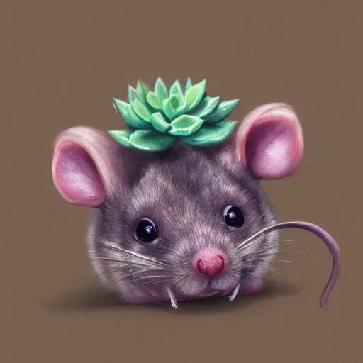 Prompt: succulent mouse hybrid, cute, pastel colors, digital painting by sandara arts, highly detailed, smooth, sharp focus, dynamic lighting, trending on artstation