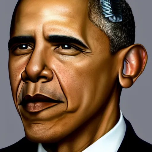 Image similar to barack obama as a steampunk cyborg