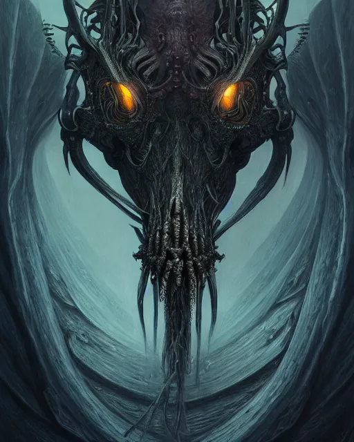 Image similar to fractal skull horse by giger, deep focus, d & d, dark fantasy, intricate glow accents, elegant, highly detailed, digital painting, artstation, concept art, matte, sharp focus, 8 k 3 d, hearthstone, art by artgerm and greg rutkowski and alphonse mucha