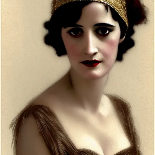 Image similar to portrait en buste flapper girl eva green, vesper lynd, vannessa ives, traditional corsican, intricate, highly detailed, artstation, illustration, jurgens, rutkowski, bouguereau, roaring 20s, 1920s-H 832