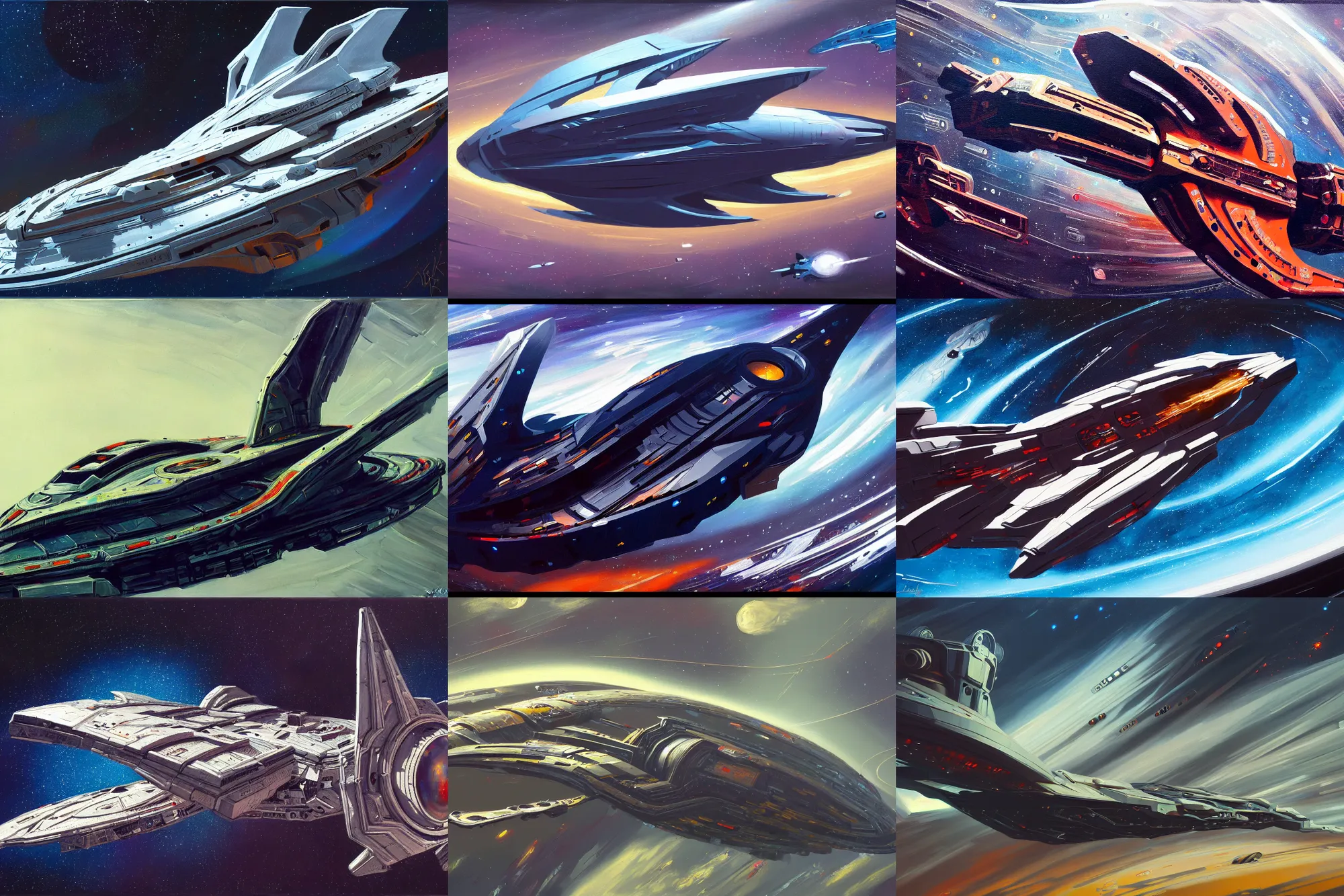 Prompt: a concept painting of a spaceship, highly detailed, wide angle, intricate, complexity, sharp focus, trending on artstation. painted by francis bacon and beksinsky!!!
