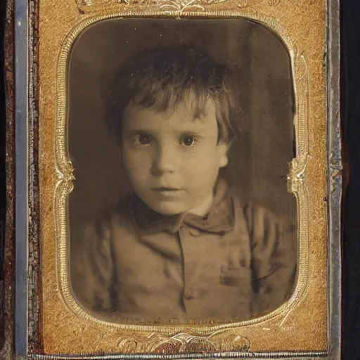 Image similar to facial portrait of a 3 year old boy, 1 9 1 9, ambrotype, by george s. cook, award winning