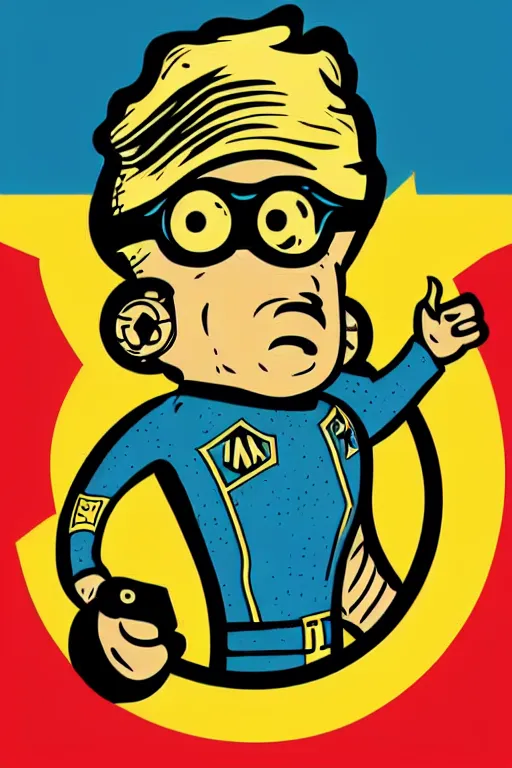 Image similar to fallout 7 6 retro futurist illustration art by butcher billy, sticker, colorful, illustration, highly detailed, simple, smooth and clean vector curves, no jagged lines, vector art, smooth andy warhol style