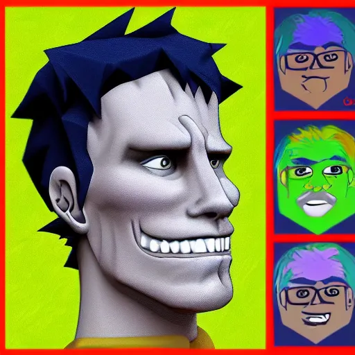 Image similar to jerma as a homestuck troll, gray skin, detailed portrait