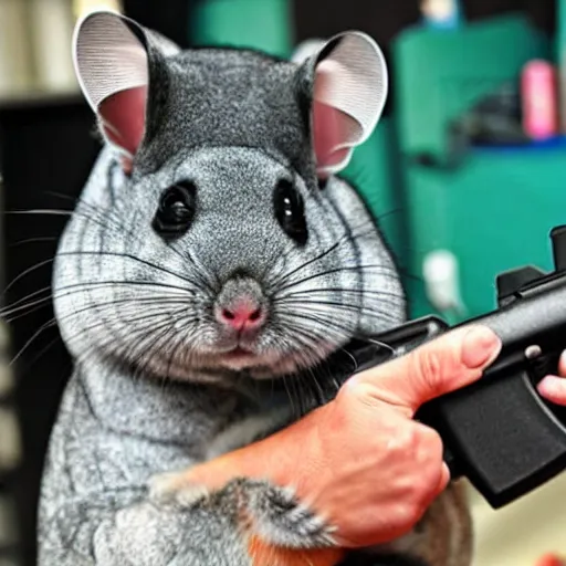 Image similar to chinchilla with a gun