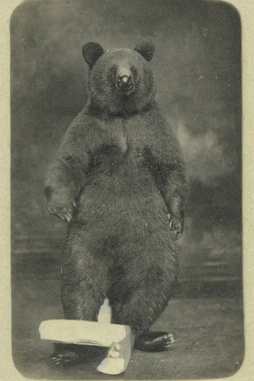 Image similar to anthropomorphic asian black bear in Dōbuku, 1900s photo