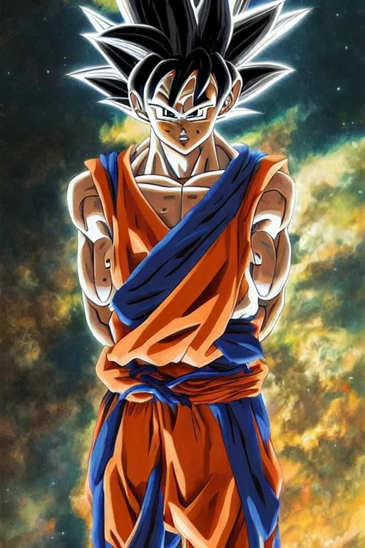 Prompt: goku as a organic cyborg, diffuse lighting, fantasy, intricate, elegant, highly detailed, lifelike, photorealistic, digital painting, illustration, concept art, smooth, sharp focus, art by john collier and albert aublet and krenz cushart and artem demura and alphonse mucha