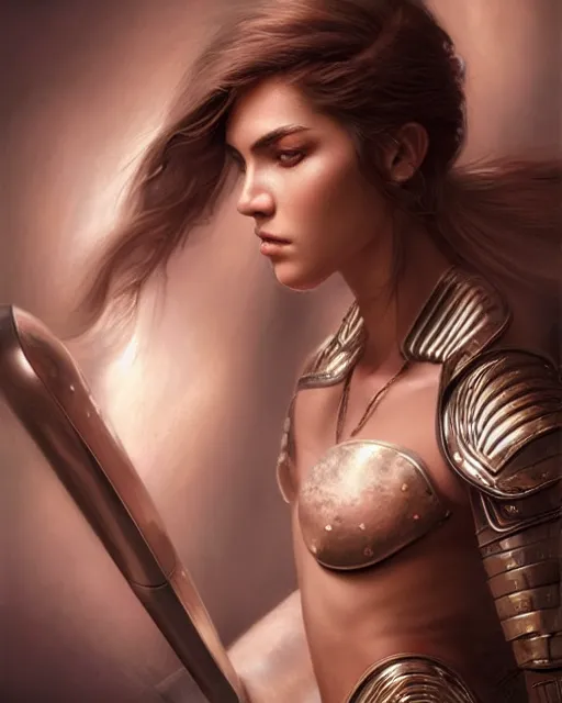 Image similar to a beautiful warrior woman in a bowling alley, photo, ultra detail, photoreal, professionally retouched, soft moonlight lighting, shiny plastic armor, realistic, smooth face, goddess, luscious lips, perfect eyes, wide angle, sharp focus on eyes, 8 k high definition, insanely detailed, intricate, elegant, art by artgerm and wlop