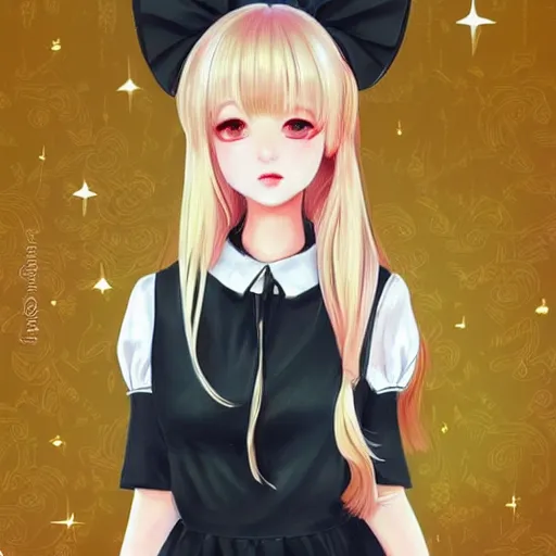 Image similar to realistic beautiful gorgeous natural cute Blackpink Lalisa Manoban blonde hair cute fur blonde cat ears in maid dress outfit golden eyes artwork drawn full HD 4K highest quality in artstyle by professional artists WLOP, Taejune Kim, Guweiz, ArtGerm on Artstation Pixiv