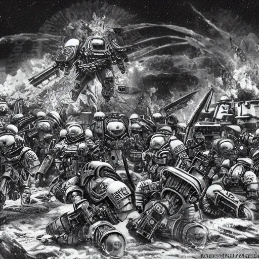 Image similar to cadia fell before the guard did, warhammer 4 0 k art, epic craig mullens