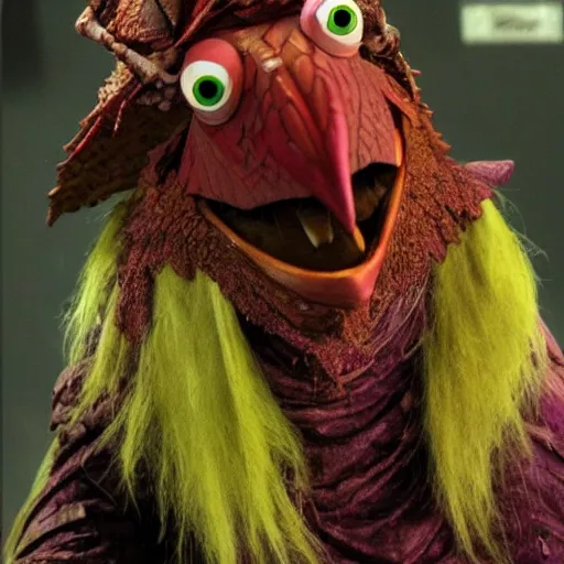 Prompt: skeksis muppet from the dark crystal