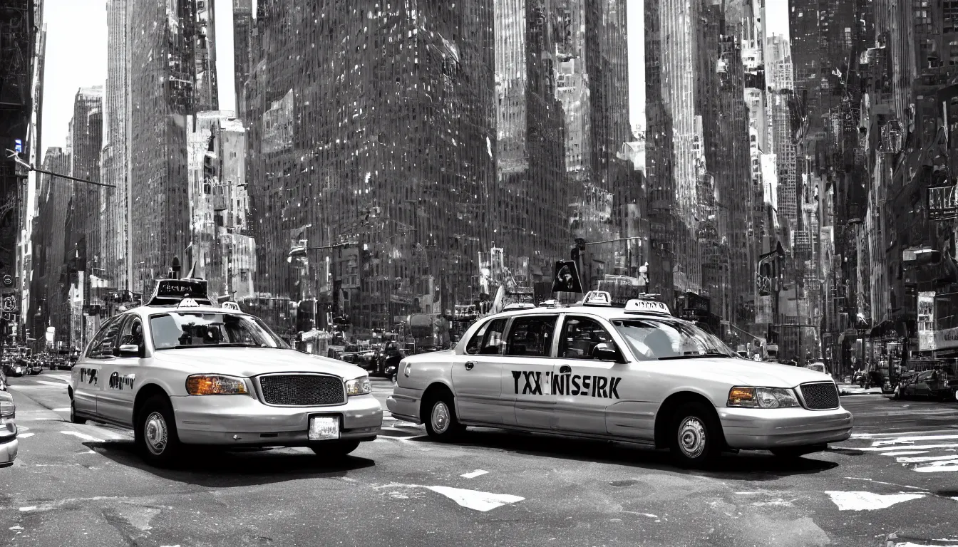 Prompt: chrome new york taxi, cinematic