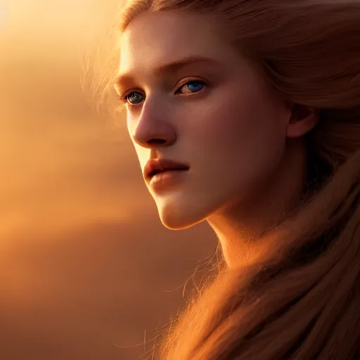 Image similar to photographic portrait of a stunningly beautiful norse renaissance female in soft dreamy light at sunset, contemporary fashion shoot, by edward robert hughes, annie leibovitz and steve mccurry, david lazar, jimmy nelsson, breathtaking, 8 k resolution, extremely detailed, beautiful, establishing shot, artistic, hyperrealistic, beautiful face, octane render