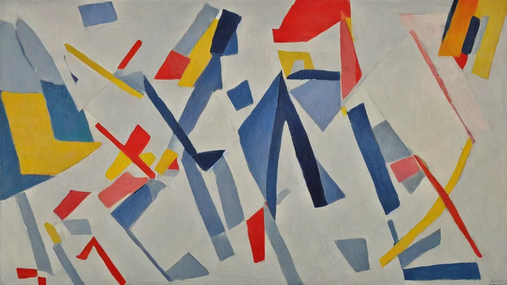 Prompt: abstract minimalism art painting, lines, forms, shapes, in style of kasimir malevich,