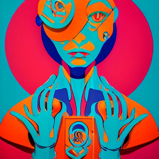 Image similar to modern sculpture pinael gland visionary art color and shapes by tristan eaton and james jean