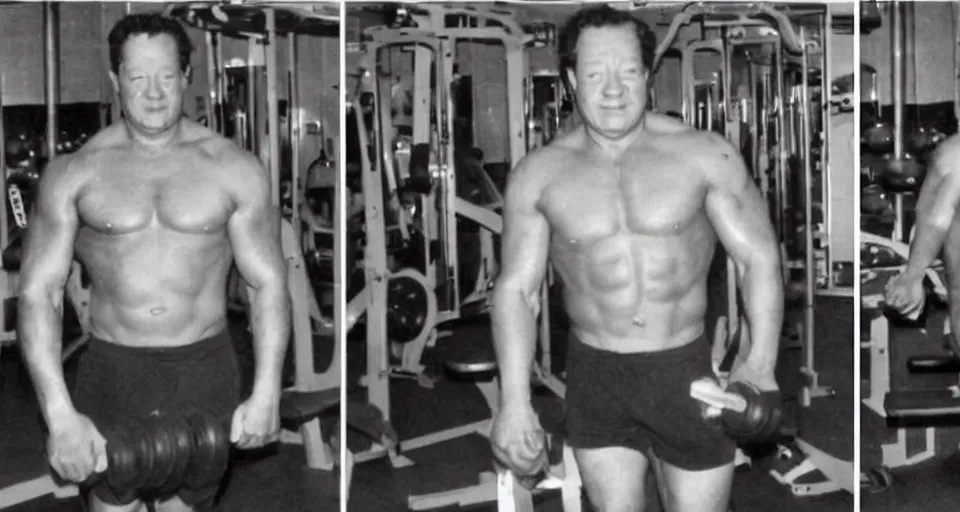 Image similar to photo in color, yeltsin in the gym, clear photo