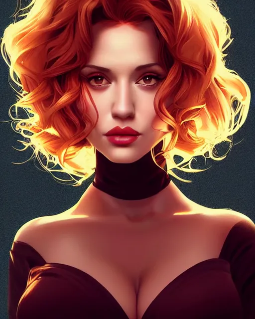 Image similar to a beautiful gina gershon christina hendricks kat dennings dolly parton instagram model by wlop and ilya kuvshinov and artgerm, symmetrical eyes, aesthetic, gorgeous, stunning, alluring, attractive, artstation, deviantart, pinterest, digital art