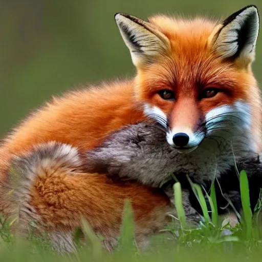 Prompt: A fox hugging the world, cute, smooth, animated