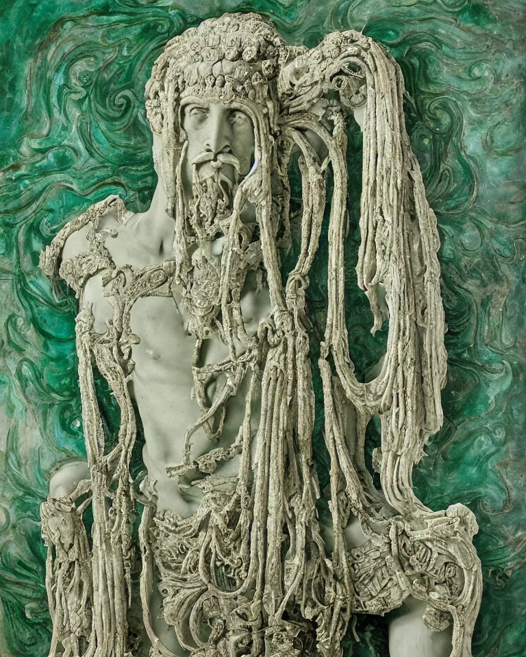 Image similar to achingly beautiful painting of intricate ancient victor emmanuel ii roma on jade background by giger