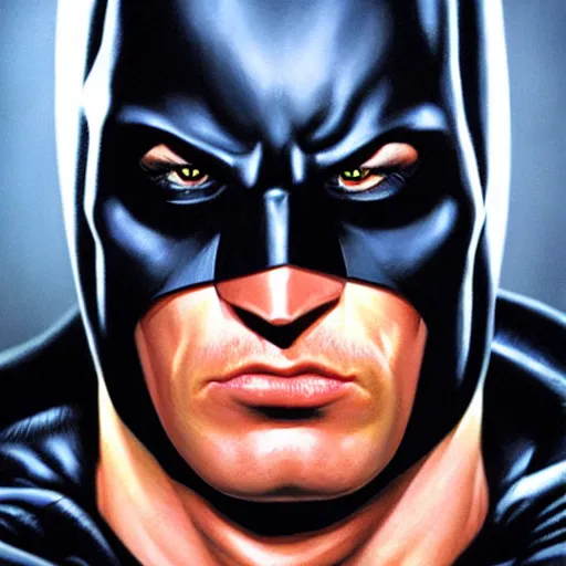 Image similar to ultra - realistic portrait painting of batman. art by ken kelly. 4 k. ultra - realistic. highly detailed. epic lighting