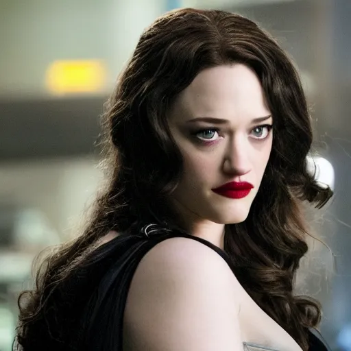 Image similar to a movie still of Kat Dennings as Catwoman in the new movie Batman
