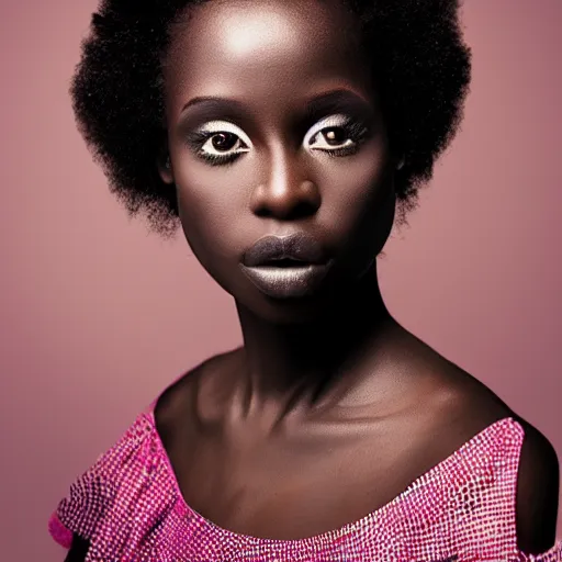 studio portrait, retouched African fashion model, high | Stable ...