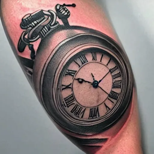 Image similar to tattoo design, nothing is pernament, melting pocket watch