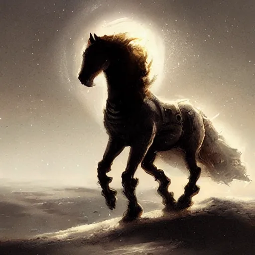 Prompt: horse on the moon by greg rutkowski