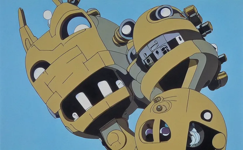 Prompt: beautiful painting from the anime film by studio ghibli, floppy eared dog devouring a robot, happy, MC Escher inspired by Salvador Dali-H 1024
