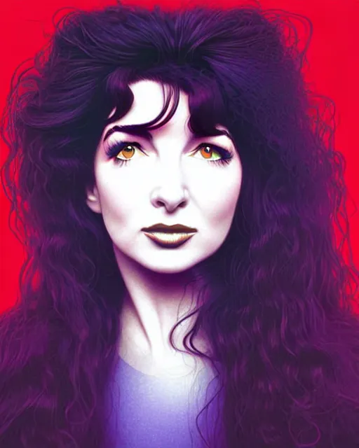 Image similar to richly detailed color illustration of young kate bush on album cover illustrated by artgerm and mina petrovic and timothy kong and marina federovna. 3 d shadowing