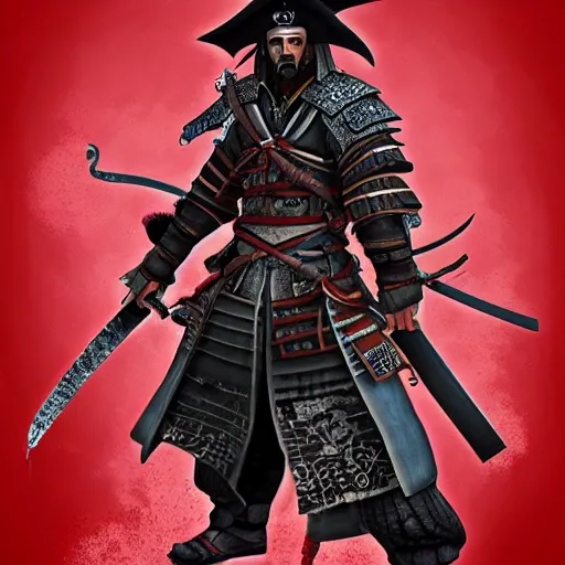 Image similar to Male Samurai Pirate, hd, intricate, bloodborne, 8k, digital art