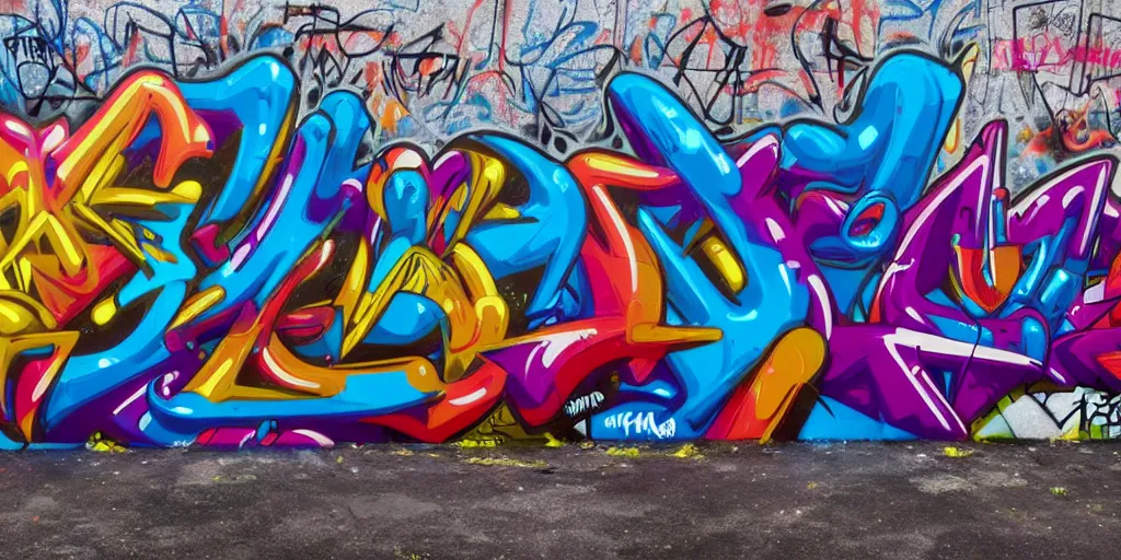 Image similar to 3 d wildstyle graffiti, gradients, extreme wide angle, arrows, drips, in the style of daim, totem, fleks, odeith