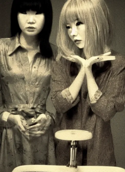 Image similar to Still frame promo photo from scene from the retro Twin Peaks Japanese horror soap opera, retro haze, a feaver dream by Nobuhiko Obayashi & David Lynch