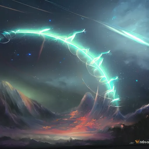 Image similar to visible magnetic flux in the sky, artstation fantasy