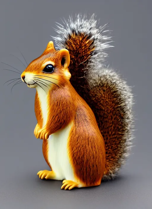 Prompt: 80mm resin detailed miniature of fluffy squirrel, Product Introduction Photos, 4K, Full body, simple background