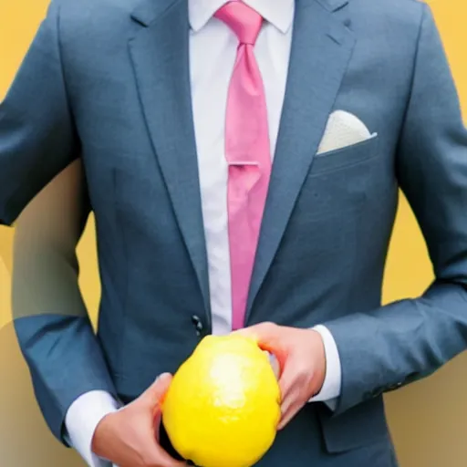 Image similar to a lemon wearing a suit